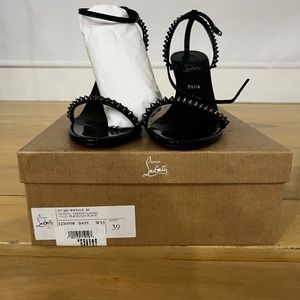 Authentic Christian Louboutin So Me 85 Patent Leather Wedge Sandals